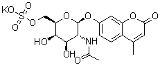 7-[[2-(Acetylamino)-2-deoxy-6-O-sulfo-beta-D-galactopyranosyl]oxy]-4-methyl-2H-1-benzopyran-2-one monopotassium salt molecular structure (CAS 383160-14-3)