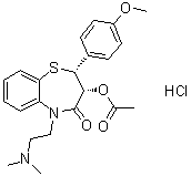 顺式-3-乙酰氧基-2,3-二氢-5-(2-二甲基氨基乙基)-2-(4-甲氧基苯基)-1,5-苯并硫氮杂卓-4(5H)-酮盐酸盐分子结构 (CAS 38411-61-9)