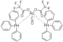 羰基双(三氟乙酸)双(三苯基膦)钌分子结构 (CAS 38596-61-1)