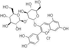 矢车菊素 3-槐糖甙分子结构 (CAS 38820-68-7)