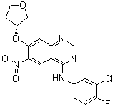 N-(3-Chloro-4-fluorophenyl)-6-nitro-7-[[(3R)-tetrahydro-3-furanyl]oxy]-4-quinazolinamine molecular structure (CAS 402855-07-6)