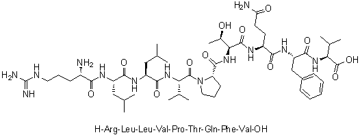 L-精氨酰-L-亮氨酰-L-亮氨酰-L-缬氨酰-L-脯氨酰-L-苏氨酰-L-谷氨酰胺酰-L-苯丙氨酰-L-缬氨酸分子结构 (CAS 403482-79-1)