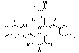 3,4',5,7-四羟基-6-甲氧基黄酮 3-O-beta-D-芸香糖苷分子结构 (CAS 403861-33-6)