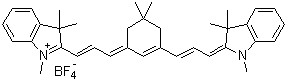 2-((E)-3-(5,5-二甲基-3-[(E)-3-(1,3,3-三甲基-1,3-二氢-2H-吲哚-2-亚基)-1-丙烯基]-2-环己烯-1-亚基)-1-丙烯基)-1,3,3-三甲基-3H-吲哚鎓四氟硼酸盐分子结构 (CAS 410536-44-6)