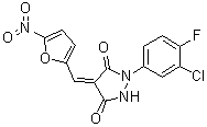 1-(3-Chloro-4-fluorophenyl)-4-[(5-nitro-2-furanyl)methylene]-3,5-pyrazolidinedione molecular structure (CAS 423148-78-1)