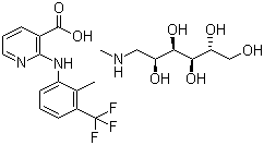 氟尼辛葡甲胺分子结构 (CAS 42461-84-7)
