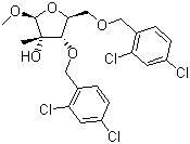 1-O-甲基-3,5-二-O-(2,4-二氯苯甲基)-2-甲基-alpha-D-呋喃核糖苷分子结构 (CAS 443642-31-7)