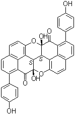 结构式 CAS# 448949-11-9, (6aR,13aR,14dR,14eR)-rel-6a,13a,14d,14e-四氢-6a,13a-二羟基-1,8-二(4-羟基苯基)-萘并[8,1,2-hij]萘并[8',1',2':7,8,1][2]苯并吡喃并[5,4,3-cde][2]苯并吡喃-7,14-二酮