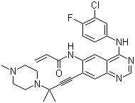 结构式 CAS# 451492-95-8, AV-412; N-[4-[(3-氯-4-氟苯基)氨基]-7-[3-甲基-3-(4-甲基-1-哌嗪基)-1-丁炔-1-基]-6-喹唑啉基]-2-丙烯酰胺