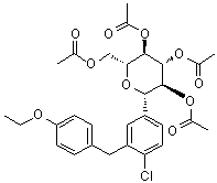 (1S)-1,5-脱水-1-C-[4-氯-3-[(4-乙氧基苯基)甲基]苯基]-D-山梨醇四乙酸酯分子结构 (CAS 461432-25-7)