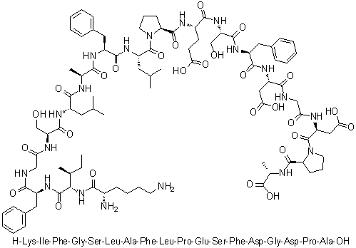 L-赖氨酰-L-异亮氨酰-L-苯丙氨酰甘氨酰-L-丝氨酰-L-亮氨酰-L-丙氨酰-L-苯丙氨酰-L-亮氨酰-L-脯氨酰-L-alpha-谷氨酰-L-丝氨酰-L-苯丙氨酰-L-alpha-天冬氨酰甘氨酰-L-alpha-天冬氨酰-L-脯氨酰-L-丙氨酸分子结构 (CAS 473461-56-2)