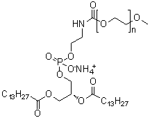 alpha-[(9R)-6-羟基-6-氧代-1,12-二氧代-9-[(1-氧代十四烷基)氧基]-5,7,11-三氧杂-2-氮杂-6-磷杂二十五烷-1-基]-omega-甲氧基聚氧乙烯铵盐分子结构 (CAS 474922-82-2)