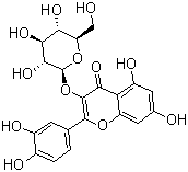 structure of CAS# 482-35-9, Isoquercetin;Isoquercetrin; Isoquercitrin; NSC 115918; Q 5; Quercetin 3-D-glucoside; Quercetin 3-O-glucopyranoside; Quercetin 3-O-glucoside; Quercetin 3-O-beta-D-glucopyranoside; Quercetin 3-O-beta-D-glucoside; Quercetin 3-O-beta-D-glycoside; Quercetin 3-O-beta-glucoside; 2-(3,4-Dihydroxyphenyl)-3-(beta-D-glucopyranosyloxy)-5,7-dihydroxy-4H-1-benzopyran-4-one
