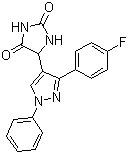 5-(3-(4-氟苯基)-1-苯基-1H-吡唑-4-基)咪唑烷-2,4-二酮分子结构 (CAS 484049-04-9)