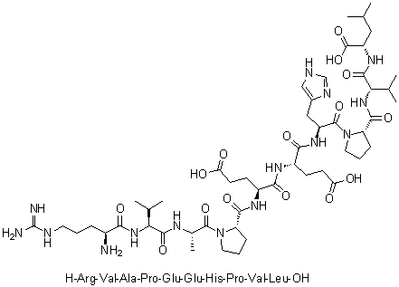 L-Arginyl-L-valyl-L-alanyl-L-prolyl-L-alpha-glutamyl-L-alpha-glutamyl-L-histidyl-L-prolyl-L-valyl-L-leucine molecular structure (CAS 486999-28-4)