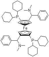 (1R,1'R)-1,1'-双(二环己基膦)-2,2'-双[(R)-(二甲基氨基)苯基甲基]二茂铁分子结构 (CAS 494227-35-9)