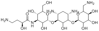 (2S)-4-氨基-N-[(2S,4S,5S)-2-[(1S,4S,6R)-4,6-二氨基-3-[(2R,5S)-6-(氨基甲基)-3,4,5-三羟基四氢吡喃-2-基]氧基-2-羟基环己基]氧基-3,5-二羟基-6-(羟基甲基)四氢吡喃-4-基]-2-羟基丁烷酰胺分子结构 (CAS 50725-25-2)