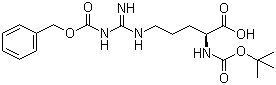 N-叔丁氧羰基-N'-苄氧羰基-L-精氨酸分子结构 (CAS 51219-18-2)