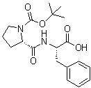 structure of CAS# 52071-65-5, 1-[(1,1-Dimethylethoxy)carbonyl]-L-prolyl-L-phenylalanine;(tert-Butoxycarbonyl)prolylphenylalanine