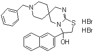 2',3'-二氢-3'-(2-萘基)-1-苄基螺[哌啶-4,6'(7'H)-[5H]噻唑并[3,2-a]嘧啶]-3'-醇二氢溴酸盐分子结构 (CAS 52419-69-9)