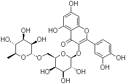 槲皮素 3-O-洋槐糖苷分子结构 (CAS 52525-35-6)