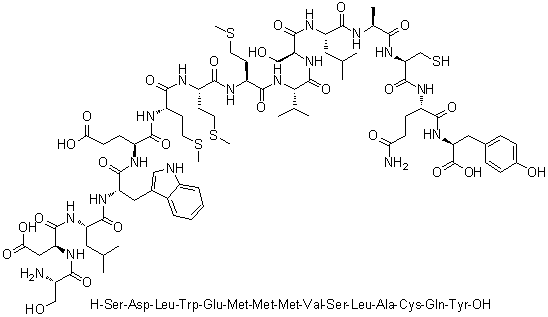 L-Seryl-L-alpha-aspartyl-L-leucyl-L-tryptophyl-L-alpha-glutamyl-L-methionyl-L-methionyl-L-methionyl-L-valyl-L-seryl-L-leucyl-L-alanyl-L-cysteinyl-L-glutaminyl-L-tyrosine molecular structure (CAS 526203-81-6)