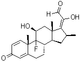 (E)-9-氟-11beta,20-二羟基-16beta-甲基-3-氧代孕甾烷-1,4,17(20)-三烯-21-醛分子结构 (CAS 52647-07-1)