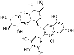 氯化花翠素 3-桑布双糖苷分子结构 (CAS 53158-73-9)