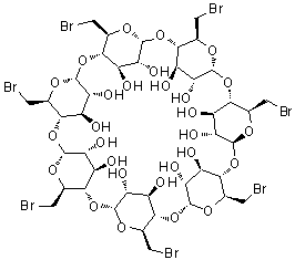 structure of CAS# 53784-83-1, Heptakis(6-bromo-6-deoxy)-beta-cyclodextrin;6-Bromo-6-deoxy-beta-cyclodextrin