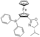 (2R)-1-[(4R)-4,5-二氢-4-异丙基-2-恶唑基]-2-(二苯基膦基)二茂铁分子结构 (CAS 541540-70-9)