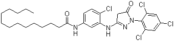 N-[4-氯-3-[[4,5-二氢-5-氧代-1-(2,4,6-三氯苯基)-1H-吡唑-3-基]氨基]苯基]十四烷酰胺分子结构 (CAS 54636-84-9)