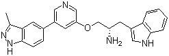 (alphaS)-alpha-[[[5-(3-Methyl-1H-indazol-5-yl)-3-pyridinyl]oxy]methyl]-(S)-1H-indole-3-ethanamine molecular structure (CAS 552325-16-3)