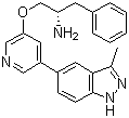 结构式 CAS# 552325-73-2, A 674563; (alphaS)-alpha-[[[5-(3-甲基-1H-吲唑-5-基)-3-吡啶基]氧]甲基]苯乙胺