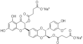 水飞蓟素二半琥珀酸酯二钠盐分子结构 (CAS 55254-34-7)