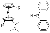 (2S)-1-[(1S)-1-(Dimethylamino)ethyl]-1',2-bis(diphenylphosphino)ferrocene molecular structure (CAS 55650-59-4)