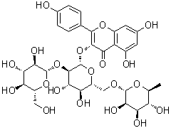 山柰酚 3-(2G-葡糖基芸香糖苷)分子结构 (CAS 55696-58-7)