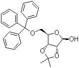 5-O-三苯甲基-2,3-O-异亚丙基-D-呋喃核糖分子结构 (CAS 55726-19-7)
