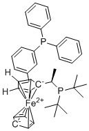 (R)-1-[(R)-1-(二-叔-丁基膦基)乙基]-2-[2-(二苯基膦基)苯基]二茂铁分子结构 (CAS 565184-30-7)