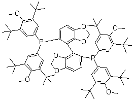 (4R)-[4,4'-联-1,3-苯并二氧戊环]-5,5'-二基二[二[3,5-二叔丁基-4-甲氧基苯基]膦分子结构 (CAS 566940-03-2)