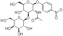 4-硝基苯基 2-(乙酰氨基)-2-脱氧-3-O-beta-D-吡喃半乳糖基-beta-D-吡喃葡萄糖苷分子结构 (CAS 57467-13-7)