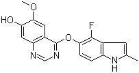 4-(4-氟-2-甲基-1H-吲哚-5-基氧基)-6-甲氧基喹唑啉-7-醇分子结构 (CAS 574745-76-9)