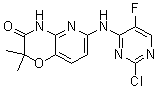 6-[(2-氯-5-氟-4-嘧啶基)氨基]-2,2-二甲基-2H-吡啶并[3,2-b]-1,4-恶嗪-3(4H)-酮分子结构 (CAS 575484-83-2)