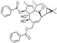 (+)-巨大戟醇 3,20-二苯甲酸酯分子结构 (CAS 59086-90-7)