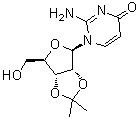 structure of CAS# 5975-05-3, 2-Amino-1-[2,3-O-(1-methylethylidene)-beta-D-ribofuranosyl]-4(1H)-pyrimidinone;2',3'-O-Isopropylideneisocytidine