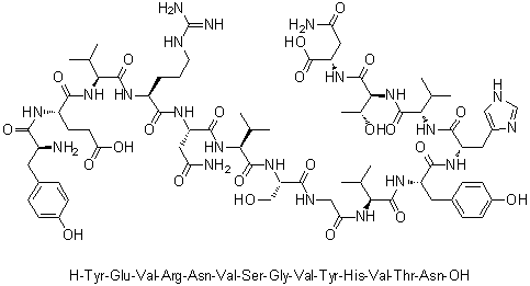 L-酪氨酰-L-alpha-谷氨酰-L-缬氨酰-L-精氨酰-L-天冬氨酰胺酰-L-缬氨酰-L-丝氨酰甘氨酰-L-缬氨酰-L-酪氨酰-L-组氨酰-L-缬氨酰-L-苏氨酰-L-天冬酰胺分子结构 (CAS 604766-34-9)