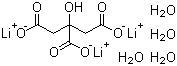柠檬酸三锂盐四水合物分子结构 (CAS 6080-58-6)