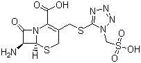 (6R-反式)-7-氨基-8-氧代-3-(((1-(磺酸甲基)-1H-四唑-5-基)硫)甲基)-5-硫杂-1-氮杂双环[4.2.0]辛-2-烯-2-羧酸分子结构 (CAS 61270-71-1)