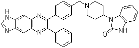 结构式 CAS# 612847-09-3, Akti-1/2; 1,3-二氢-1-[1-[[4-(6-苯基-1H-咪唑并[4,5-g]喹喔啉-7-基)苯基]甲基]-4-哌啶基]-2H-苯并咪唑-2-酮