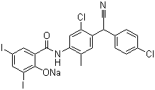 氯氰碘柳胺钠分子结构 (CAS 61438-64-0)