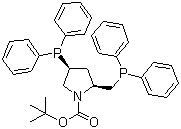 (2S,4S)-4-二苯基膦-2-(二苯基膦甲基)-N-叔丁氧羰基-吡咯烷分子结构 (CAS 61478-28-2)